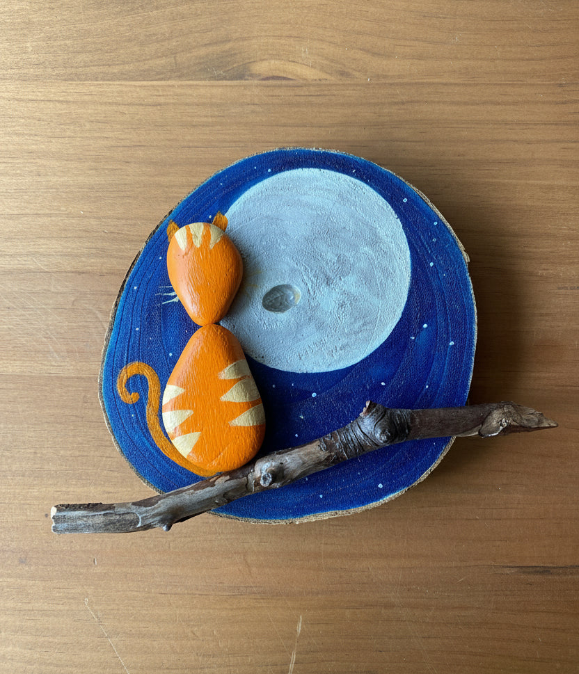Cuadro de madera con diseño de gato