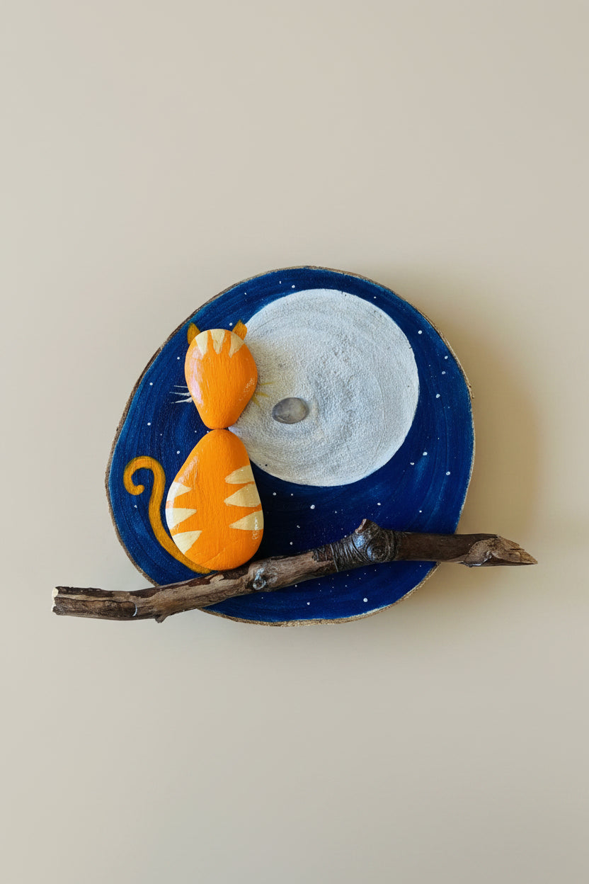 Cuadro de madera con diseño de gato