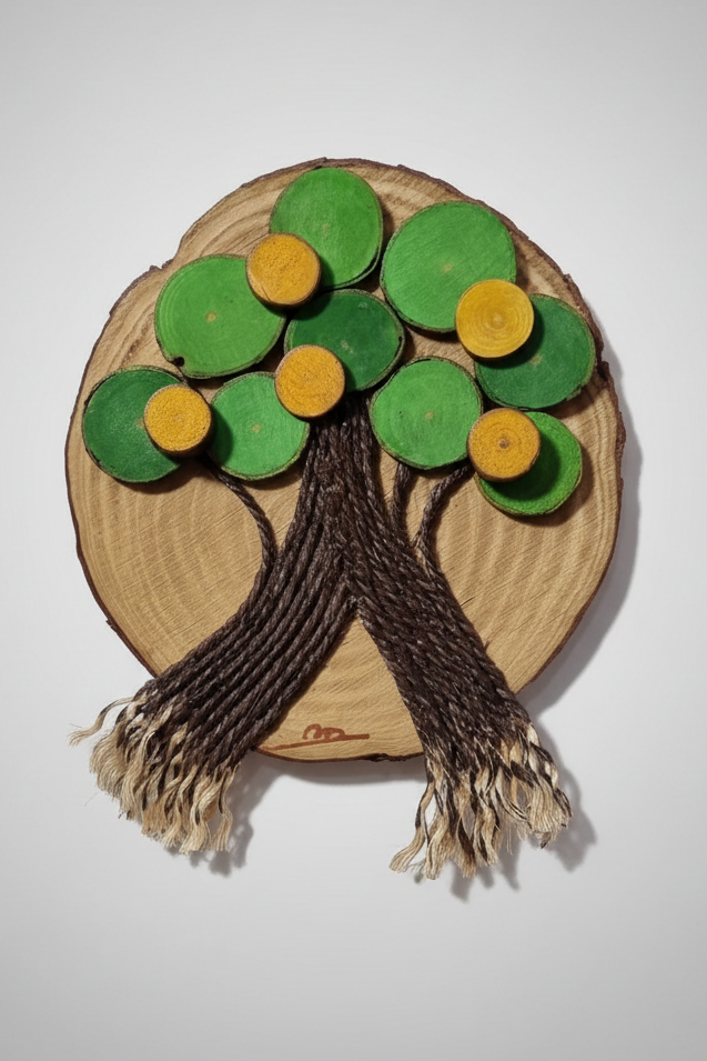 Cuadro de madera con diseño de árbol