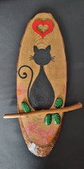Cuadro de madera con gato